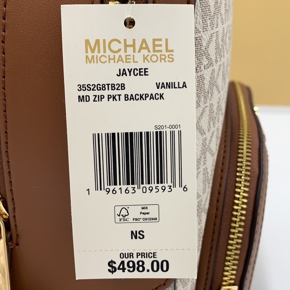 MICHAEL KORS JAYCEE MEDIUM BACKPACK VANILLA SIGNATURE COLOR NWT - Picture 16 of 16